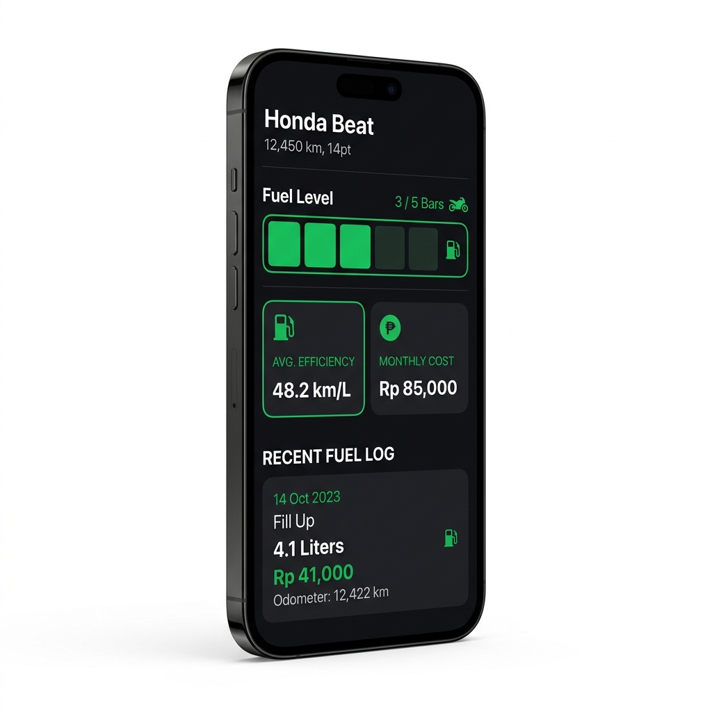 Dashboard Motocheck di smartphone
